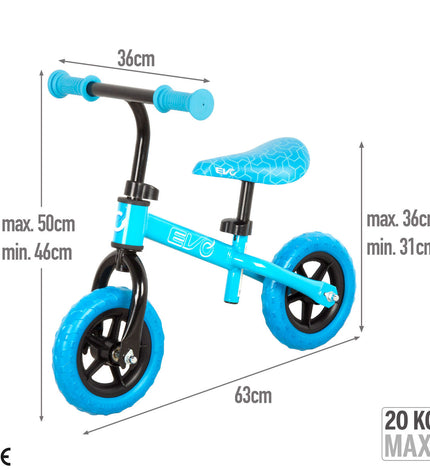 EVO Kinderfiets EVO, colorful children's bicycle with training wheels, suitable for outdoor play and learning to ride.