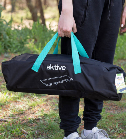 Pair of Aktive camping beds, 193 x 14.5 x 67 cm, lightweight outdoor sleeping solutions for camping and hiking adventures.