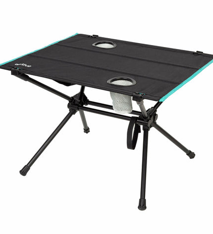 Pair of Aktive folding tables for outdoor camping and hiking, measuring 63x42x56 cm, lightweight and portable for outdoor activities.