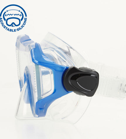Set of six AquaSport diving goggles for watersports, featuring clear lenses and adjustable straps for outdoor aquatic activities.