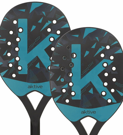 Set of six Aktive strand scoops with handles, measuring 22x47x3 cm, for outdoor play and sports activities.