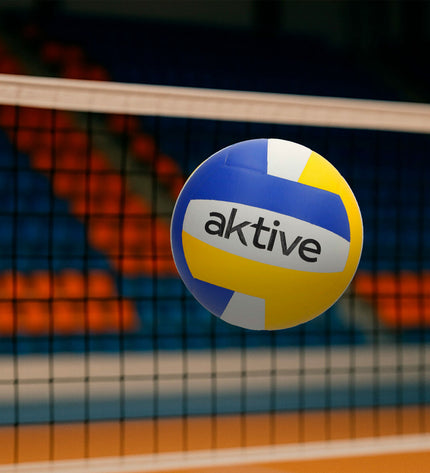 Aktive volleyball for sport and outdoor play, showing a close-up of the volleyball ball with brand logo and textured surface.
