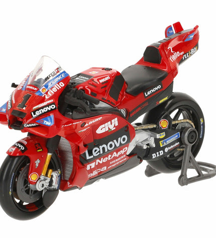 Maisto Ducati Lenovo motorcycle toy model, 12x8x4 cm, detailed miniature vehicle for play and collection.