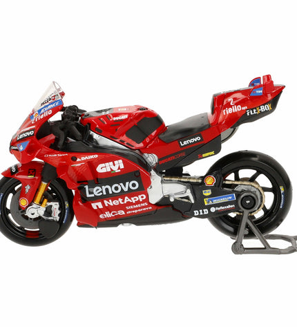 Maisto Ducati Lenovo motorbike toy model, 12x8x4 cm, detailed miniature vehicle for play or display.
