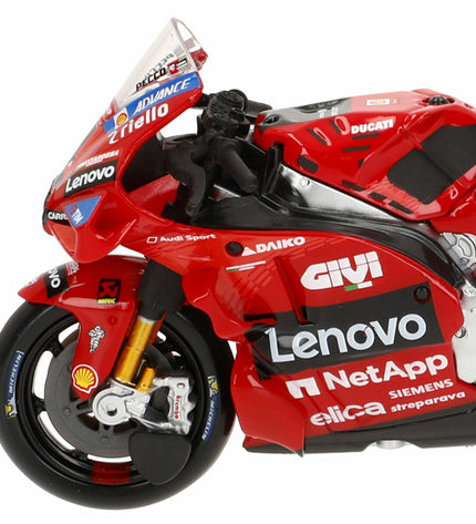 Maisto Ducati Lenovo toy motorcycle, detailed miniature vehicle in 12x8x4 cm, suitable for play and collection.