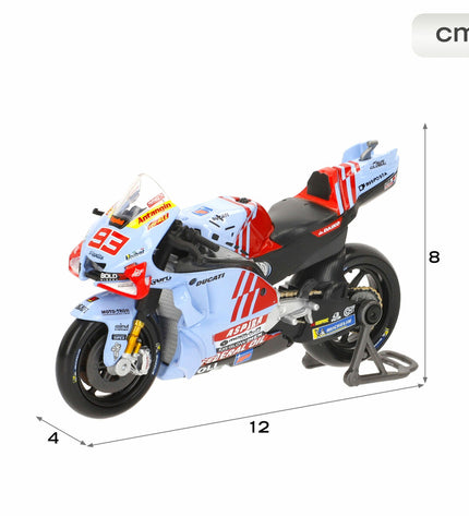 Ducati 2024 motorcycle toy from Gresini team, 12x8x4 cm, detailed miniature vehicle for play and display.