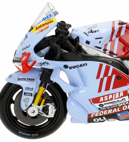 Ducati motorbike toy in 12x8x4 cm size, detailed miniature model from Ducati Gresini racing team, suitable for play and collection.