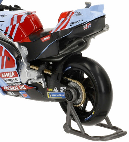 Ducati Gresini motorcycle toy model, 12x8x4 cm, detailed miniature vehicle for play or display, branded Ducati motorcycle toy.