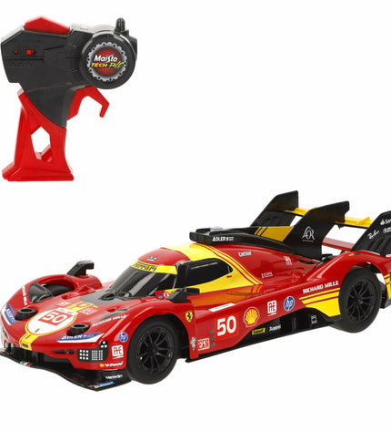 Four Ferrari remote control police cars with full function, detailed toy vehicles for children, in vibrant red color.