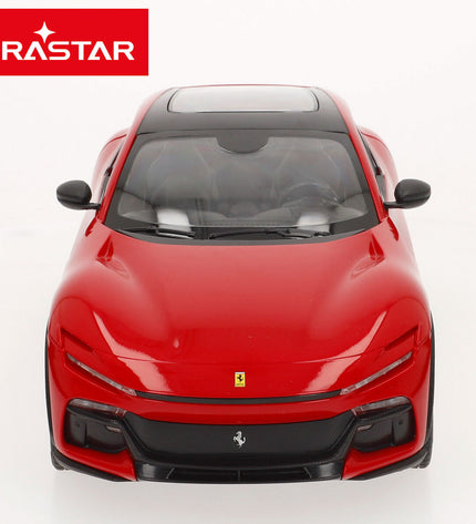 Two Ferrari remote control police cars in red, 1:14 scale, with detailed exterior, measuring 34x11x14 cm, suitable for children.