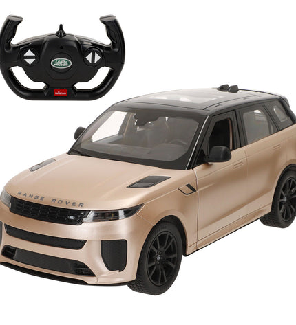 Two Land Rover remote control police cars toy vehicles, detailed with police markings and antennas, ideal for kids' play.