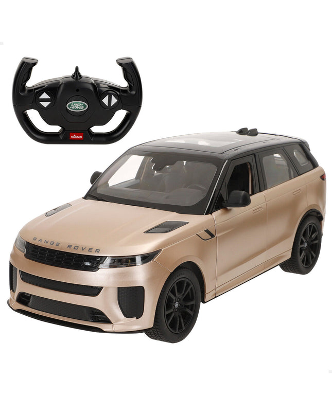 Two Land Rover remote control police cars toy vehicles, detailed with police markings and antennas, ideal for kids' play.