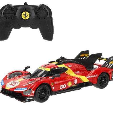 Four Ferrari remote control police cars toy vehicles for kids, featuring detailed design and vibrant colors.
