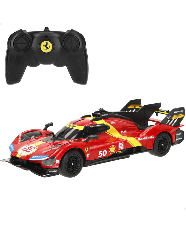 Four Ferrari remote control police cars toy vehicles for kids, featuring detailed design and vibrant colors.