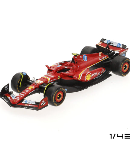 Set of four Ferrari toy trucks, detailed miniature vehicles for play and collection, featuring iconic Ferrari design and vibrant colors.