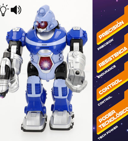 Colorbaby interactive robot toy, electronic plaything measuring 17x25x9 cm with colorful features for kids' entertainment.