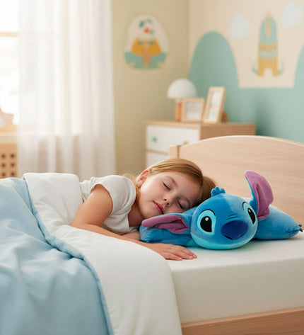 Set of four Stitch plush toys made of soft polyester, perfect for cuddling and play in the plush toy collection.
