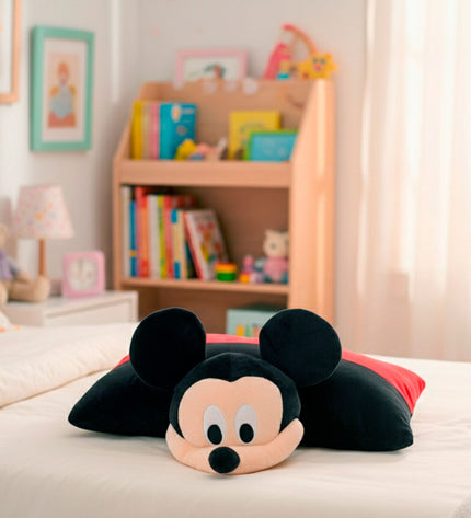 Set of four soft Mickey Mouse plush toys made of polyester, ideal for cuddling and play.