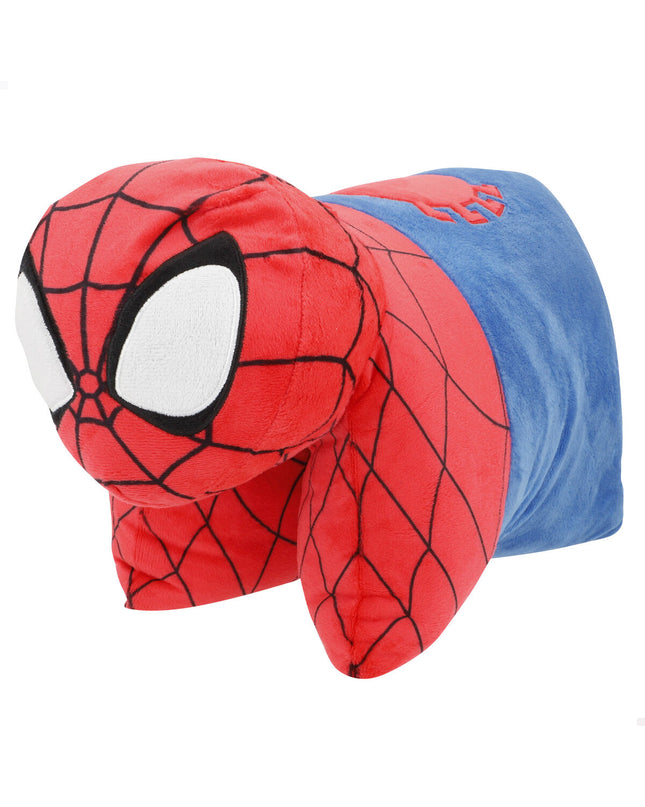 Set of four soft polyester Spider-Man plush toys, featuring detailed Spider-Man character designs, perfect for children’s play.