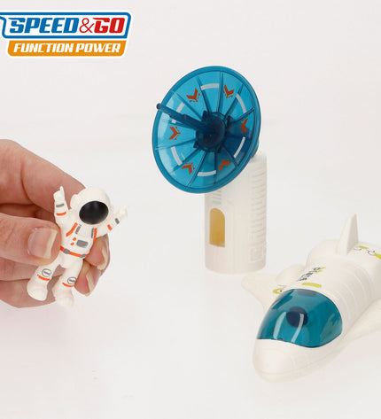 Colorbaby astronaut playset with 7 colorful toy components, ideal for children’s imaginative space-themed adventures.