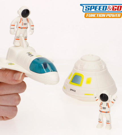 Colorbaby astronaut playset with seven colorful toy pieces, including astronaut figures and accessories, for imaginative space adventures.