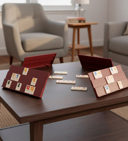 Set of four Rummy board games by BigBuy Kids, colorful playing cards and game pieces for family fun.