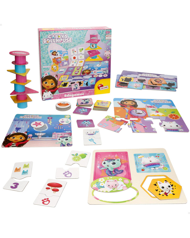 Set of six Gabby's Dollhouse dominoes, colorful toy game pieces from Gabby's Dollhouse for children’s play and activities.