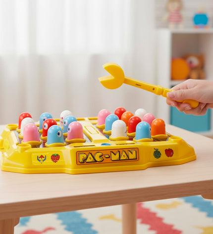 Two Pac-Man Dominoes toy game pieces featuring classic Pac-Man characters, perfect for fun and collectible gaming accessories.