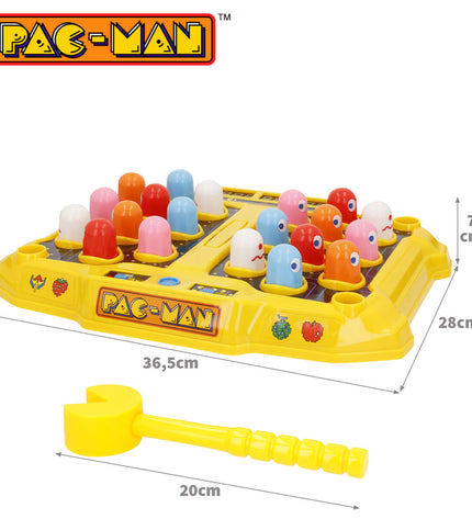 Two Pac-Man Domino pieces featuring classic yellow Pac-Man character and colorful dots, part of Pac-Man branded game accessories.