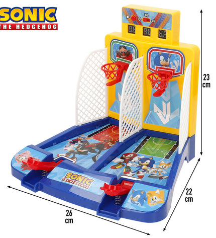 Two Sonic Domino Sonic toy game pieces with blue and white design on a plain background.