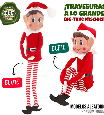 Set of six Elves Behavin' Badly plastic elf toys, soft and playful, ideal for children’s imaginative play and gift-giving.