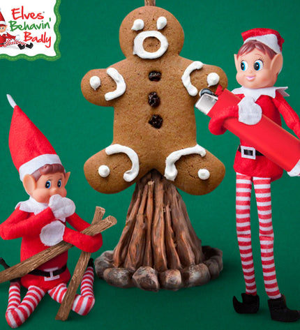 Six Elves Behavin' Badly plastic elf toys from Ondeugende Elf Elves, soft plastic figures with mischievous expressions.