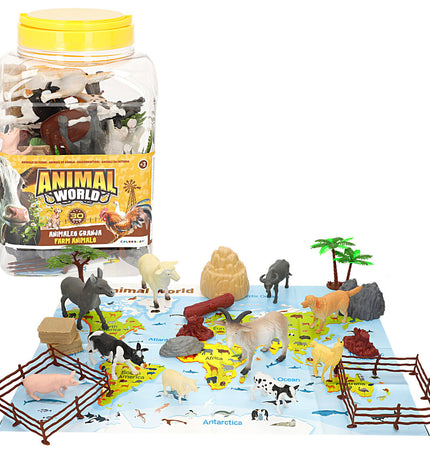 Set of four Colorbaby plastic farm animal figures, colorful toy animals for children, 14x10x5 cm each.