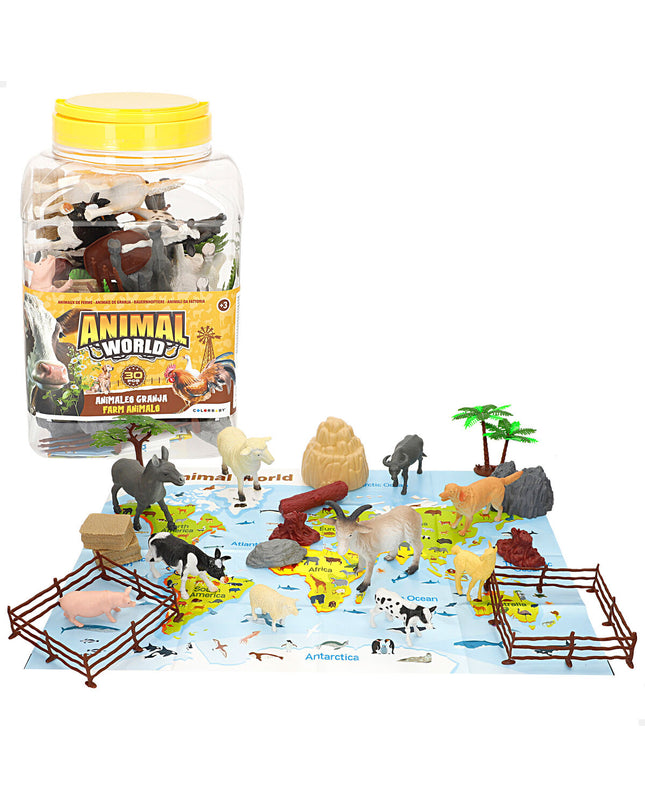 Set of four Colorbaby plastic farm animal figures, colorful toy animals for children, 14x10x5 cm each.