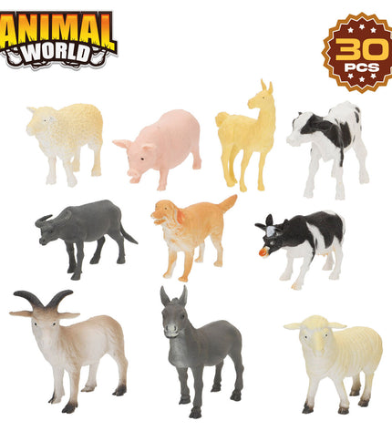 Colorbaby farm animal toy set with four colorful plastic figures, each measuring 14x10x5 cm, for children's play and pretend farming.