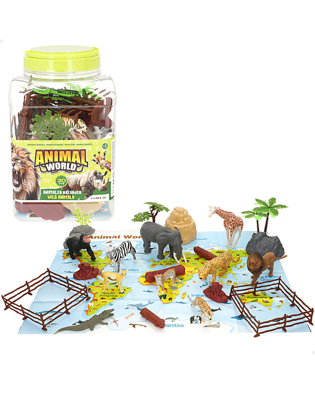 Set of four Colorbaby plastic wild animal figures, 15x10x8 cm, for kids' toys and imaginative play.