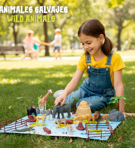 Colorbaby plastic wild animal set with four colorful figures, each approximately 15x10x8 cm, for kids' play and imagination.