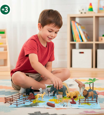Set of four Colorbaby plastic wild animal figures, 15x10x8 cm, for play and imaginative games.