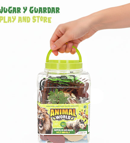 Set of four Colorbaby Wilde Dieren plastic figures, 15x10x8 cm, for play and imaginative games with animal toys.