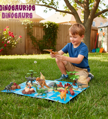 Colorbaby dinosaur toy set with 30 colorful dinosaur figures, 4 pieces, measuring 18x10x6 cm, suitable for children.