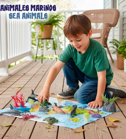 Set of four Colorbaby plastic animal figures, 23x10x7 cm, for children’s play, featuring colorful, detailed animal toys.