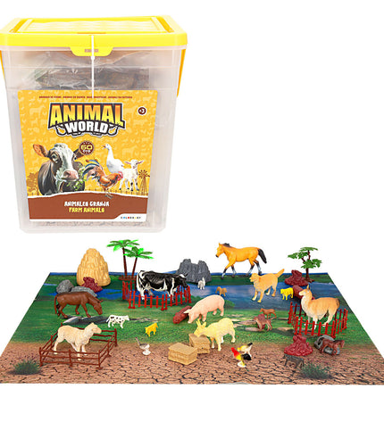 Set of four Colorbaby plastic farm animal figures, colorful and detailed, ideal for children's toy playsets and role-playing.