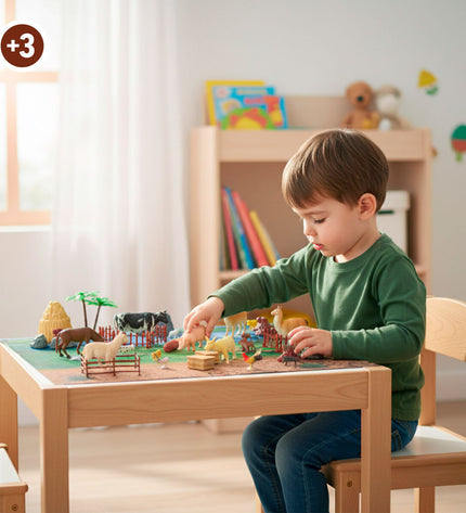 Colorbaby farm animal toy set with four plastic figures including cow, pig, sheep, and horse, perfect for children's play.