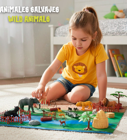 Set van vier Colorbaby Wilde Dieren plastic speelgoed poppen, 13x12x5 cm, geschikt voor speel- en verzamelplezier.