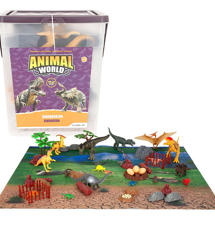 Set van 4 Colorbaby dinosaur speelgoed met 52 onderdelen, 20x12x7 cm, voor spelen en verzamelen, geschikt voor kinderen.
