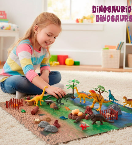 Colorbaby dinosaur toy set with 52 pieces, including four colorful dinosaur figures, suitable for children’s play and imaginative fun.