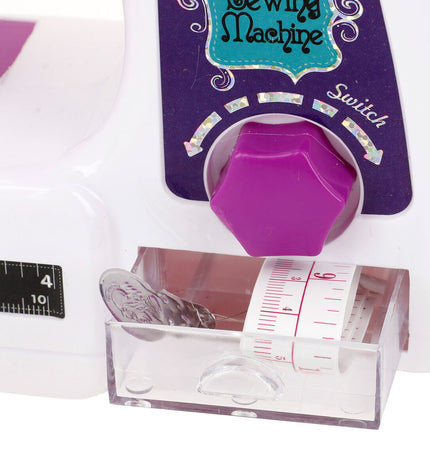 Colorbaby toy sewing machine set with four miniature sewing machines, measuring 19x17x8 cm, for imaginative play.