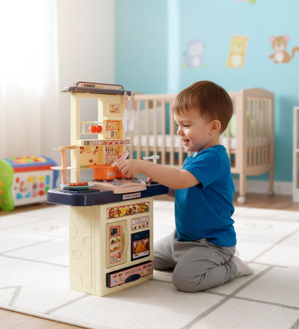 Colorbaby toy kitchen set with 11 pieces, including stove, sink, and utensils, designed for imaginative play and role-playing.
