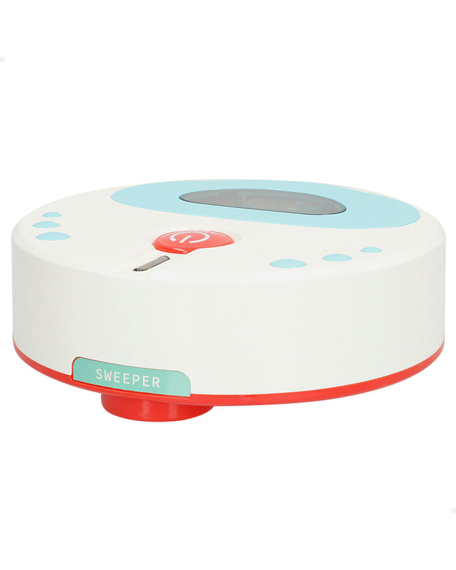 Six Colorbaby toy vacuum cleaners, 17x6x17 cm, pretend play cleaning toys for children, made of colorful plastic.