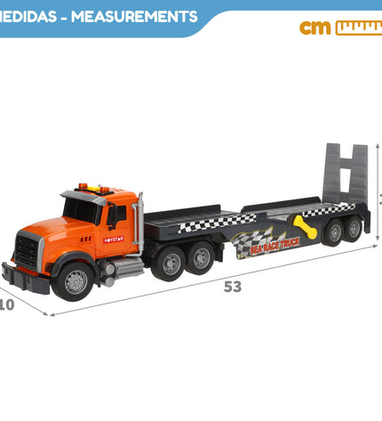 Two Speed & Go toy truck carriers, 53 x 15 x 10 cm, designed for children to play with vehicle and game sets.